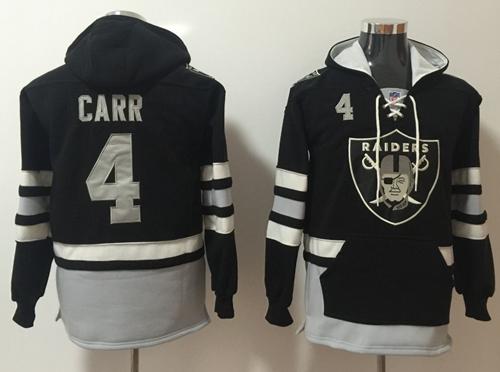 Nike Raiders #4 Derek Carr Black/Grey Name & Number Pullover NFL Hoodie